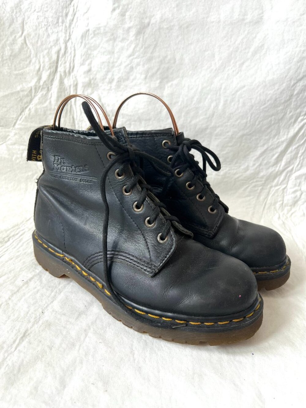 Vintage Dr Martens boots black leather womens US 8 UK 6 eye lace up 101 docs